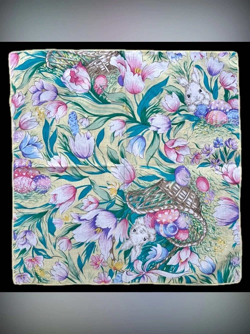 Set Of 6 Floral Easter Eggs Bunny Cloth Napkins Spring Grandmacore Cottagecore